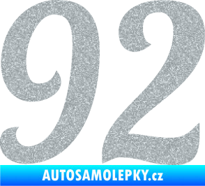 Samolepka Startovní číslo 92 typ 3   Ultra Metalic stříbrná metalíza