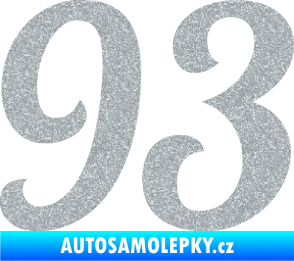 Samolepka Startovní číslo 93 typ 3   Ultra Metalic stříbrná metalíza