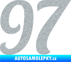 Samolepka Startovní číslo 97 typ 3   Ultra Metalic stříbrná metalíza