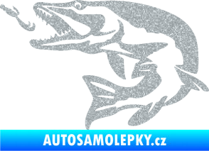 Samolepka Štika 005 levá s návnadou Ultra Metalic stříbrná metalíza