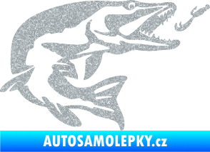 Samolepka Štika 005 pravá s návnadou Ultra Metalic stříbrná metalíza