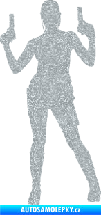 Samolepka Střelkyně 002 levá girl with gun Ultra Metalic stříbrná metalíza