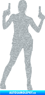 Samolepka Střelkyně 002 pravá girl with gun Ultra Metalic stříbrná metalíza