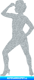 Samolepka Tanec 007 levá jazz tanečnice Ultra Metalic stříbrná metalíza