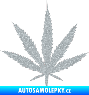 Samolepka Travka 001 lístek marihuany Ultra Metalic stříbrná metalíza