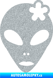 Samolepka UFO 009 slečna s kytičkou pravá Ultra Metalic stříbrná metalíza