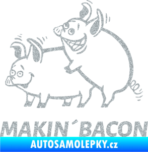 Samolepka Veselá prasátka makin bacon levá Ultra Metalic stříbrná metalíza