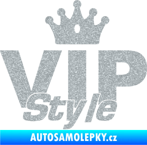 Samolepka VIP styl nápis s korunkou Ultra Metalic stříbrná metalíza