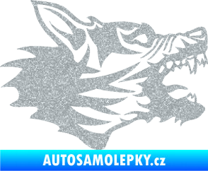 Samolepka Vlk 003 pravá Ultra Metalic stříbrná metalíza