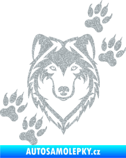 Samolepka Vlk 023 pravá Ultra Metalic stříbrná metalíza