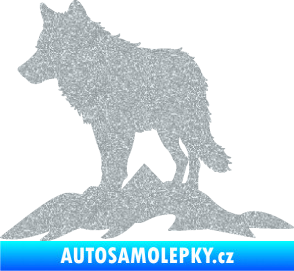 Samolepka Vlk 031 levá hory Ultra Metalic stříbrná metalíza