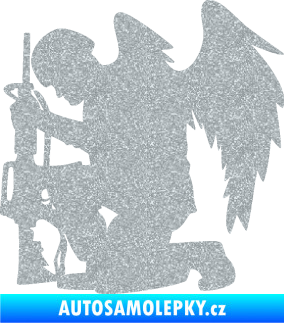 Samolepka Voják 015 levá modlící se s křídly Ultra Metalic stříbrná metalíza