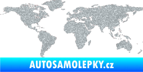 Samolepka World mapa světa Ultra Metalic stříbrná metalíza