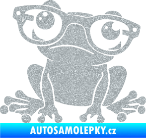 Samolepka Žába 011 levá kouká s brýlemi Ultra Metalic stříbrná metalíza