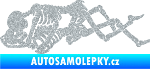 Samolepka Zamilované kostry 001 levá láska až za hrob Ultra Metalic stříbrná metalíza