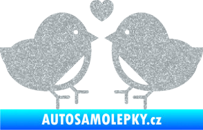 Samolepka Zamilovaní ptáčci 001 se srdíčkem Ultra Metalic stříbrná metalíza