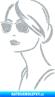 Samolepka Žena tvář 003 levá s brýlemi Ultra Metalic stříbrná metalíza