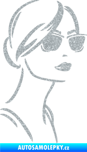 Samolepka Žena tvář 003 pravá s brýlemi Ultra Metalic stříbrná metalíza