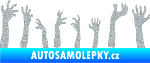 Samolepka Zombie 002 levá mrtví vylézají z hrobu Ultra Metalic stříbrná metalíza