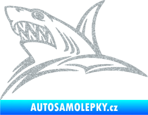 Samolepka Žralok 020 levá v moři Ultra Metalic stříbrná metalíza