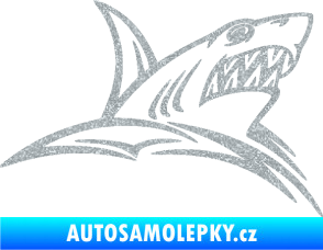 Samolepka Žralok 020 pravá v moři Ultra Metalic stříbrná metalíza