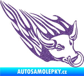 Samolepka Animal flames 010 pravá býk s kruhem Ultra Metalic fialová