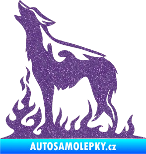 Samolepka Animal flames 066 levá vyjící vlk Ultra Metalic fialová