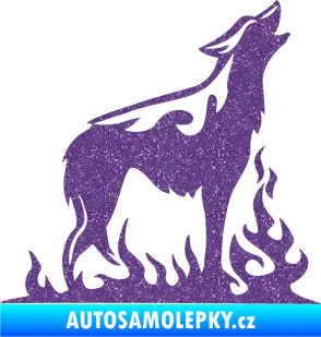 Samolepka Animal flames 066 pravá vyjící vlk Ultra Metalic fialová