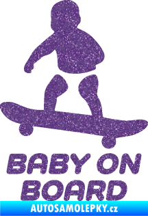 Samolepka Baby on board 008 levá skateboard Ultra Metalic fialová