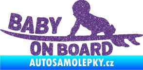 Samolepka Baby on board 010 levá surfing Ultra Metalic fialová