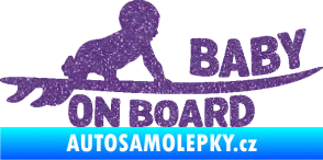 Samolepka Baby on board 010 pravá surfing Ultra Metalic fialová