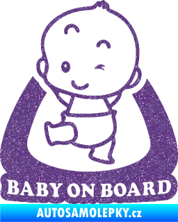 Samolepka Baby on board 011 levá s nápisem Ultra Metalic fialová