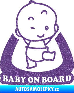 Samolepka Baby on board 011 pravá s nápisem Ultra Metalic fialová