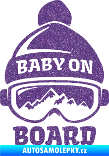Samolepka Baby on board 012 levá na horách Ultra Metalic fialová