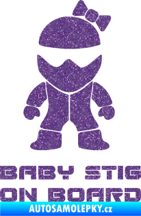 Samolepka Baby stig on board girl Ultra Metalic fialová