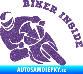 Samolepka Biker inside 002 levá motorkář Ultra Metalic fialová