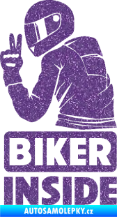 Samolepka Biker inside 003 levá motorkář Ultra Metalic fialová