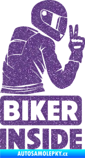 Samolepka Biker inside 003 pravá motorkář Ultra Metalic fialová