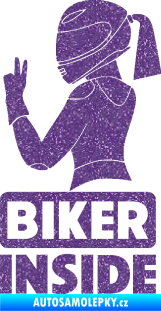 Samolepka Biker inside 004 levá motorkářka Ultra Metalic fialová
