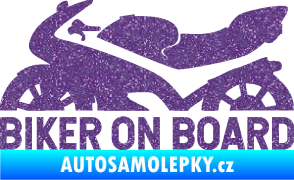 Samolepka Biker on board levá motorka Ultra Metalic fialová