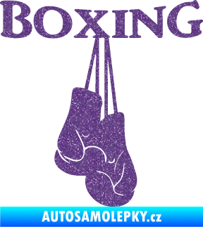 Samolepka Boxing nápis s rukavicemi Ultra Metalic fialová