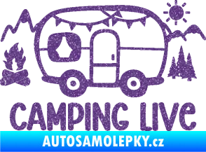 Samolepka Camping live 001 levá cestování v karavanu Ultra Metalic fialová