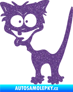 Samolepka Crazy cat levá bláznivá kočka Ultra Metalic fialová