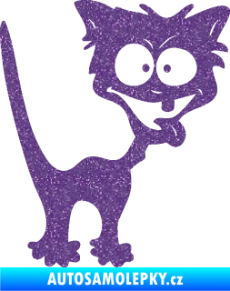 Samolepka Crazy cat pravá bláznivá kočka Ultra Metalic fialová