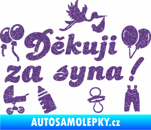Samolepka Děkuji za syna nápis dítě v autě Ultra Metalic fialová