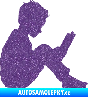 Samolepka Děti silueta 002 pravá chlapec s knížkou Ultra Metalic fialová
