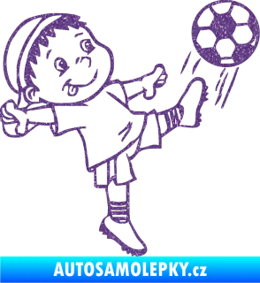 Samolepka Dítě v autě 022 pravá fotbalista s míčem Ultra Metalic fialová
