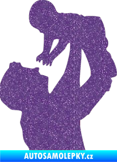 Samolepka Dítě v autě 026 pravá miminko v náruči Ultra Metalic fialová