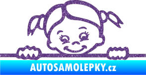 Samolepka Dítě v autě 030 pravá malá slečna hlavička Ultra Metalic fialová