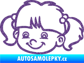 Samolepka Dítě v autě 035 levá holka hlavička Ultra Metalic fialová